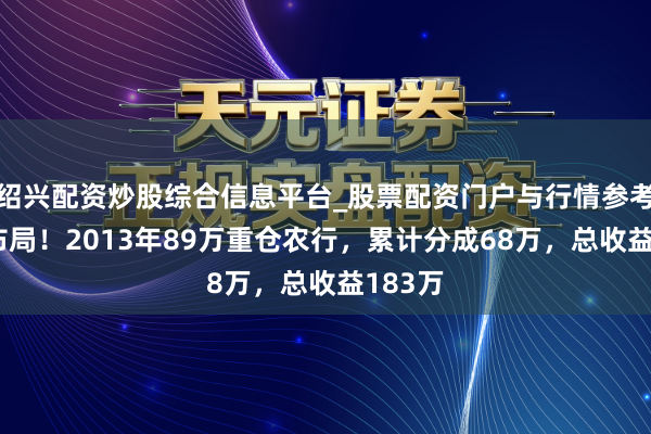 绍兴配资炒股综合信息平台_股票配资门户与行情参考 逆势布局！2013年89万重仓农行，累计分成68万，总收益183万