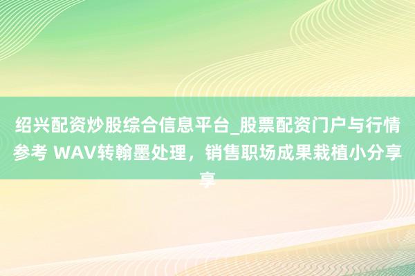绍兴配资炒股综合信息平台_股票配资门户与行情参考 WAV转翰墨处理，销售职场成果栽植小分享